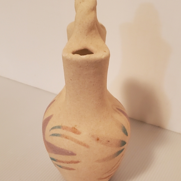 Handmade Vintage Double Wedding Chamber Sand Signed Aztec Indian Western Vase - Picture 5 of 11